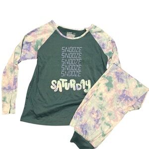Cat & Jack Saturday Girls Pajamas - Green Tie-Dye Size L (10/12)